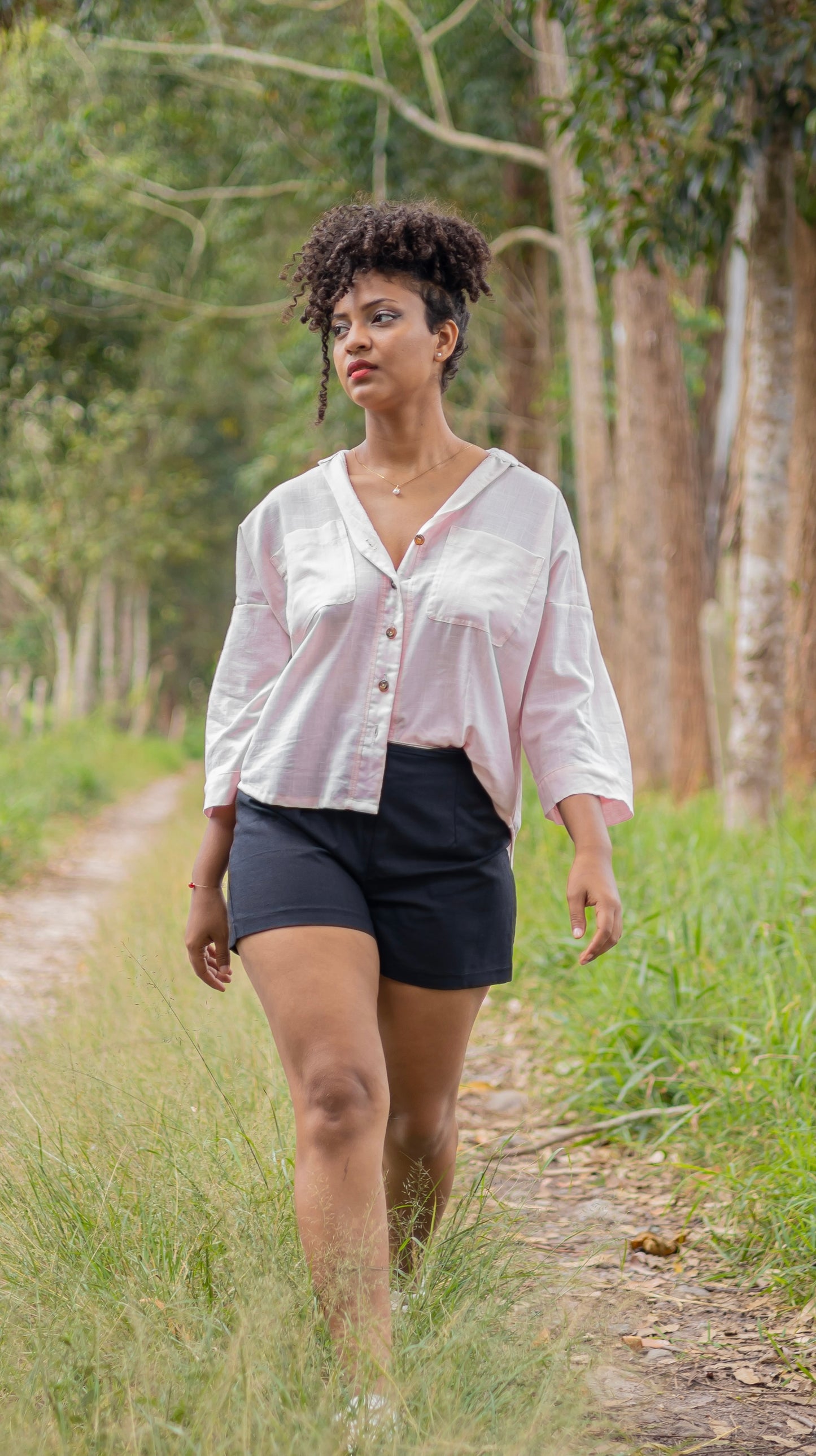 Camisa oversize rose